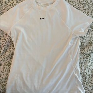 Nike White Sports Tee with Black Logo